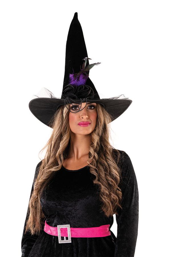 Carnival Accessories Witch Hat With Tully-Pearles