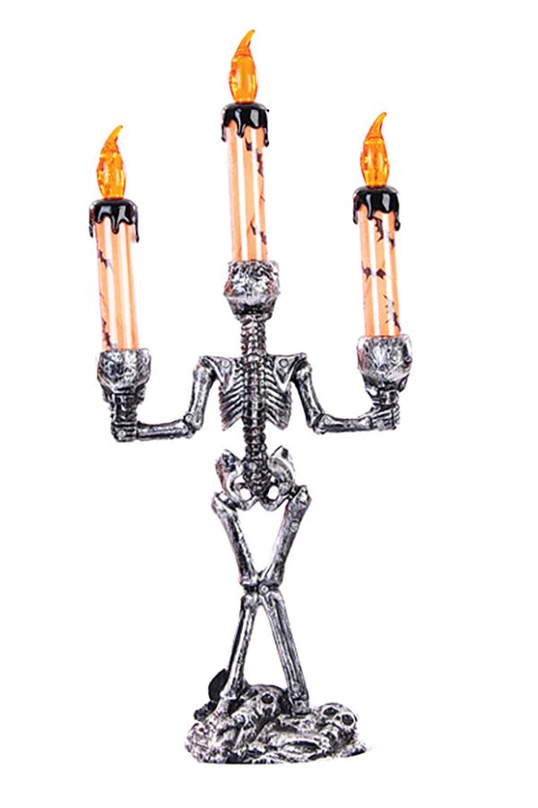 Carnival Accessories Skeleton Candlestick With Light 37cm