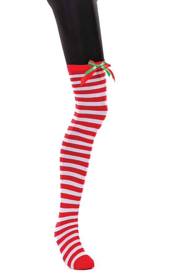 Christmas Accessories Striped Socks With Bow